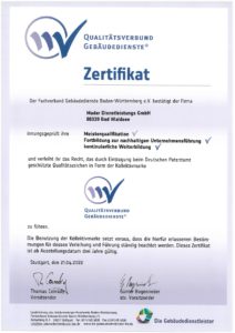 Zertifikat Qualitätsverbund Gebäudedienste.